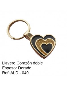 Llavero Corazón Doble Espesor Dorado